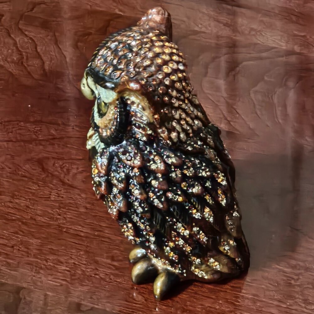 RARE LIMITED EDITION JAY STRONGWATER JUNGLE OWL CRYSTAL ENAMEL FIGURINE OBJET - Picture 7 of 13
